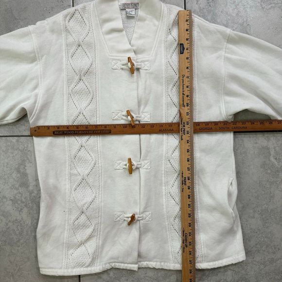 Vintage White Cable Knit Button Up Cardigan Womens Size L - Picture 9 of 9